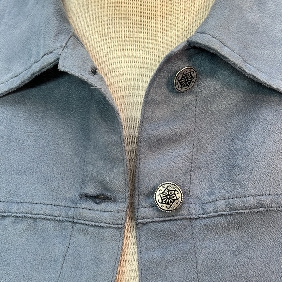 Lemon Grass Women's Size Large Unlined Faux Suede‎ Jacket. Pretty Blue. EUC. - Picture 3 of 7